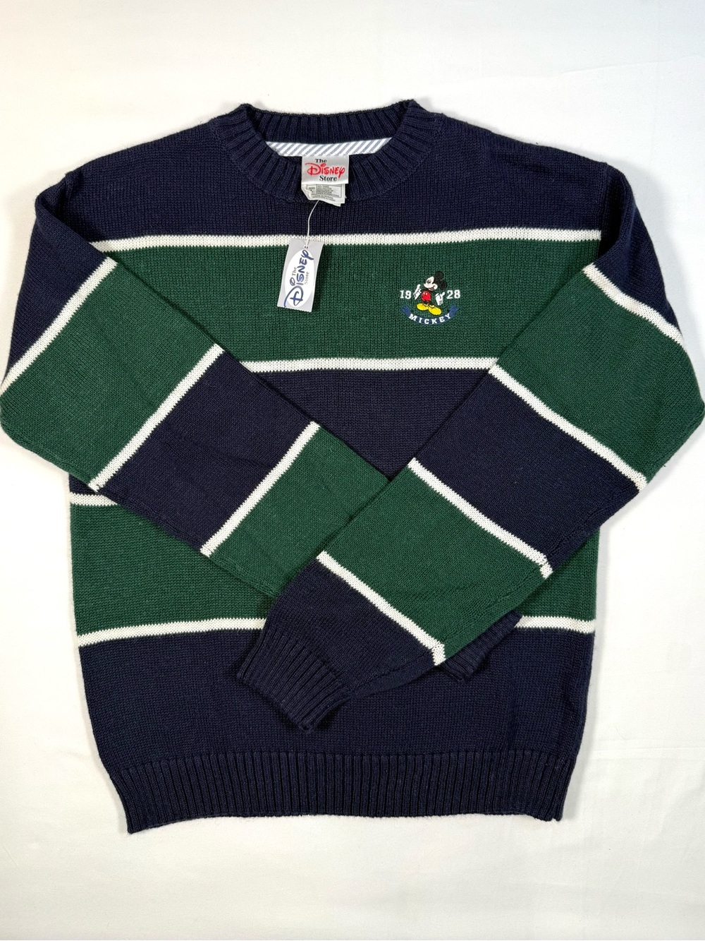 VINTAGE NWT DISNEY Mickey 1928 Sweater‎ Youth L 90s Preppy Striped Collector
